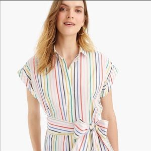 J Crew Rainbow Stripe Short Sleeve Bow Top sz. S